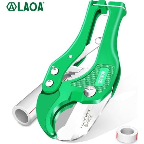 LAOA 42MM PVC Pipe Cutter Aluminum Alloy Tube Cutting PPR Pipe Tube Cutter 5CR13 Blade PVC/CPVC Ratchet Scissors Hand Tools