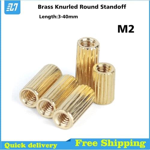 Brass Round Standoff PCB Motherboard Female Female Thread Stud Spacer Hollow Pillars Bolt Screw Nut M2
