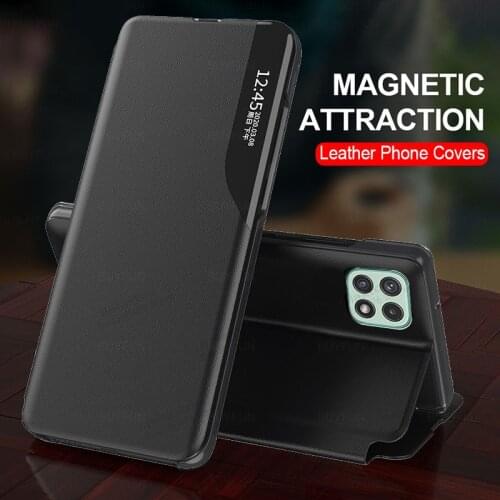 Smart window view magnetic leather flip cover for samsung a22 a 22 22a Sam Sung samsunga22 5G 6.6'' phone book stand cases coque