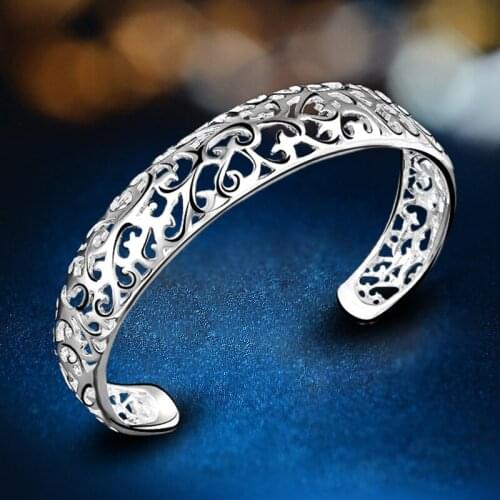 Fashion Hollow Pattern Bracelet Bangles Silver-plated Bracelets & Bangles Vintage Bracelets For Women Jewelry Pulseiras A79