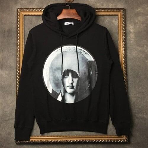 New Men gentleman Dark halo Virgin Mary Kenye Hoodies Hoody hooded Sweatshirts velvet Cotton Drake Thicken Fleece #F52