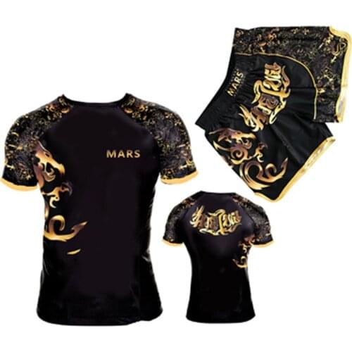 Sanda Training Suit Mens Boxing Tight-fitting Quick-drying Suit Muay Thai Fighting Short-sleeved Gym Fighting Men Jogger Set