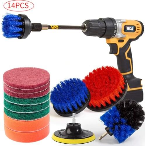 Electric drill brush Set Bathroom Surfaces Tub, Shower, Tile and Grout All Purpose Power Scrubber Cleaning Kit D30