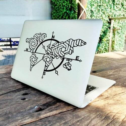 World Map Compass Laptop Sticker for Apple MacBook Pro 16" Air Retina 11 12 13 15 inch Mac Book Skin 14" Computer Notebook Decal