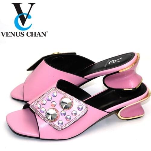 Pink African Wedding Women Shoe High Heels Italian Shoes Nigerian Shoes without Bag To Match Shoes without Bag Set