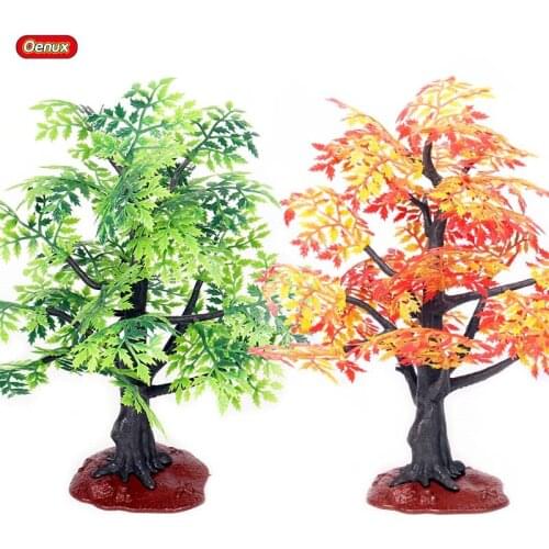 Oenux Simulation Home Decoration Big Maple Fruit Trees Farm House Fence Lawn Layout Landscape Accessory Animals Model Kids Toys