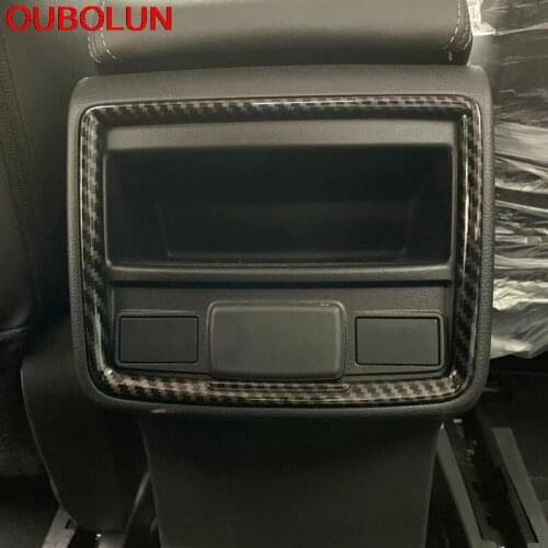 OUBOLUN For Subaru Forester SK 2018 2019 Interior Accessories Rear Armrest Box Seat Air Condition Vent Cover Trim Carbon Fiber