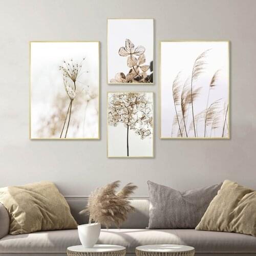Nordic Dried Flower Plant Beige Reed Wheat Posters And Prints Wall Art Canvas Painting Wall Pictures For Living Room Home Decor