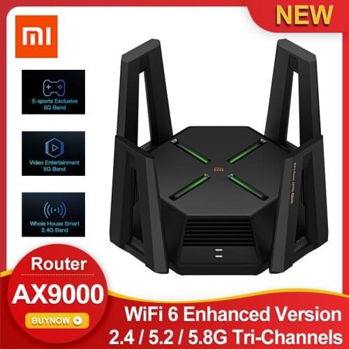Xiaomi Mi AX9000 Router AIoT WiFi 6 Enhanced Version Tri-Channels Quad-Core CPU 1GB RAM 4K QAM 9000Mbps 12 High-Gain Antennas