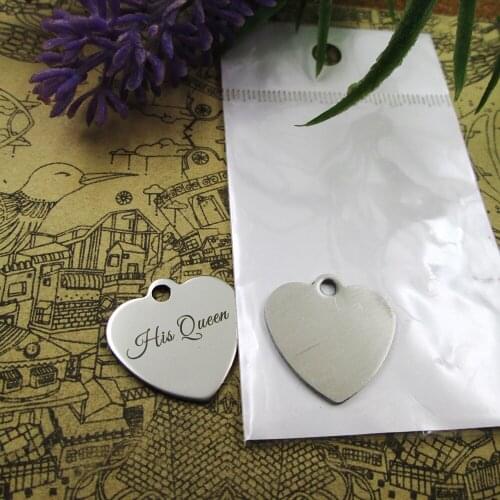 20pcs--"his queen"stainless steel charms 5 styles for choosing DIY Charms for necklace bracelets
