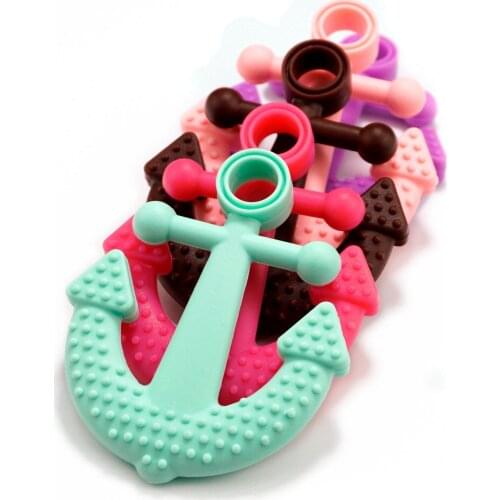 Sutoyuen Silicone Teether Anchor Pendants 10pcs Silicone Beads Charms Nursing Baby Food Grade Ship Anchor Teether Teething Toys