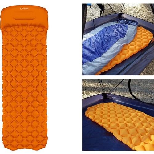 Outdoor Sleeping Pad Camping Inflatable Mattress with Pillows Travel Mat Folding Bed Ultralight Car Air Cushion Hiking Trekking