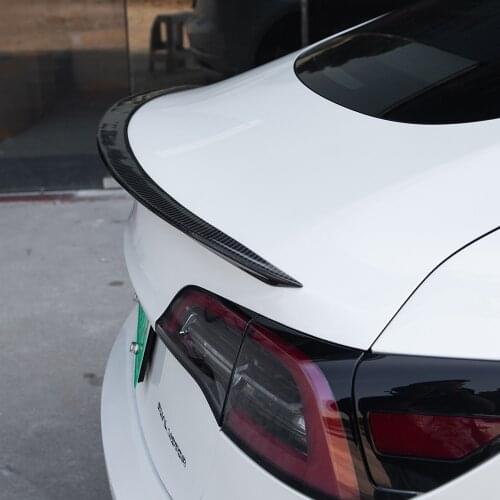 Vxvb For Tesla Model 3 Model 2021 Accessories Spoiler Real Carbon Fiber Model3 High Performance Version Trunk Wing Spoiler Three
