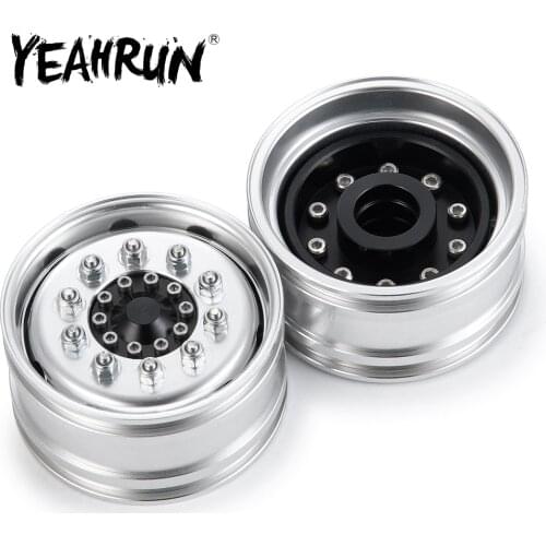 YEAHRUN 1/2Pcs Metal Alloy Front Wheel Rims Hubs for Tamiya 1/14 RC Tractor Trailer Trucks Upgrade Parts