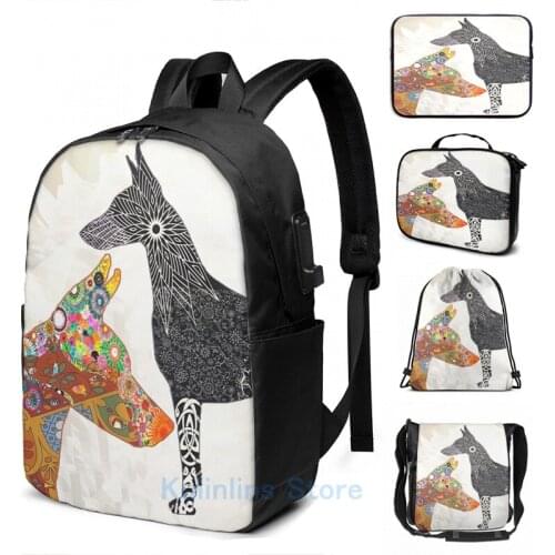 Funny Graphic print The Magnificence of the Doberman Spirit USB Charge Backpack men School bags Women bag Travel laptop bag
