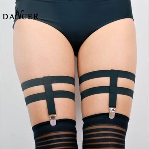 Woman sexy garter belts leg garter handmade cinta liga lingerie harajuku gothic rhinestone garter harness belt body cage harness