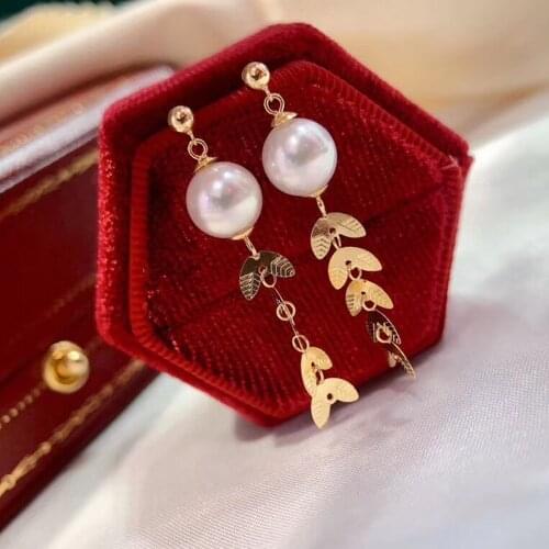 MADALENA SARARA Pure 18k Gold Earrings Wheat Gangle Women Earrings AU750 Made 100