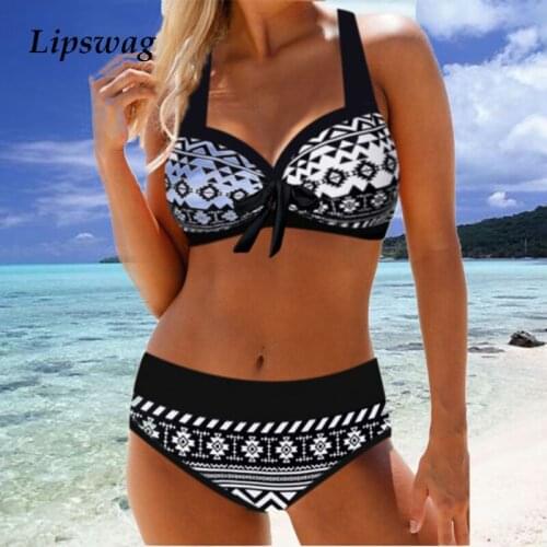 Women Sexy High Waist Bikini Halter Neck Swimwear Brazil 2021 Summer Fashion Print Two-piece Swimwear Beachwear Bathing Suit