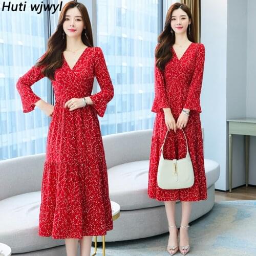 2021 Spring Vintage Chiffon Long Sleeve Evening Dress Autumn New Korean Bodycon Elegant Midi Dress Women Casual Beach Maxi Dress