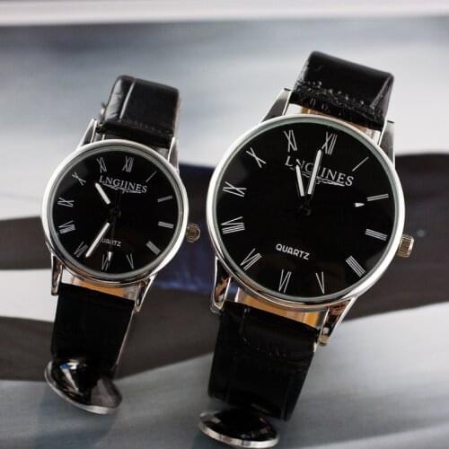 1PC Waterproof Men Clock Leather Band Quartz Movement Couple Wristwatches
