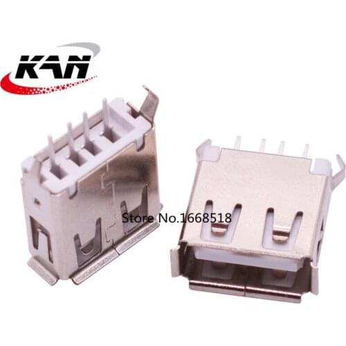 10PCS USB Connector Type A length 13.7MM 180 degrees bent pins USB famale Socket