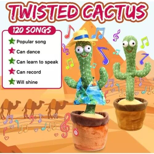 120 Songs Dancing Cactus Plush Toy Electric Singing Dancing Toys Home Ornaments Decoration Early Education Depressurize Toys