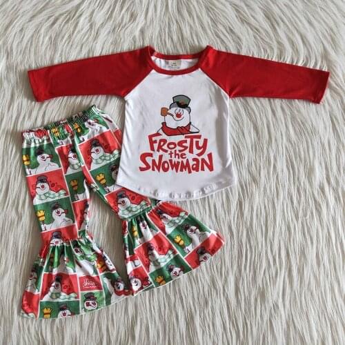 Baby Clothing Babys Sets Newborn Baby Girls Cartoon Clothes 2PCS Toddler Kids Red Raglan Top+Bell Pants Clothing Sets 0-24M
