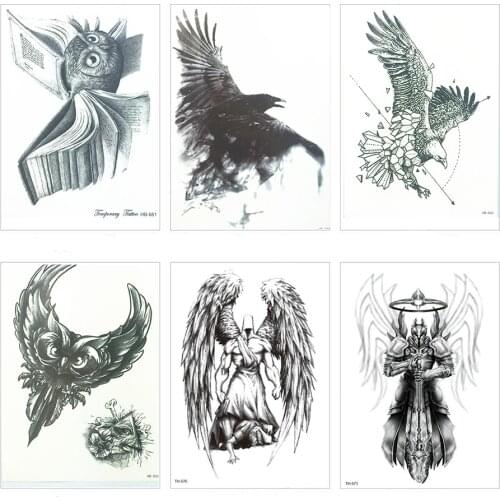 21X15 CM NEW Fashion Flying Crow Sexy Flash Waterproof Tattoo Women Sexy Henna Fake Temporary Tattoo