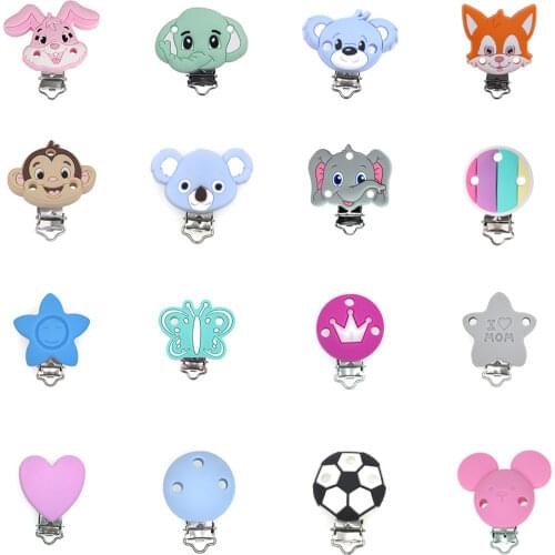 Kovict 3Pcs Silicone Clips Metal Bracket Various Style Baby Care Teething Bead Teether DIY Nipple Chain BPA Free