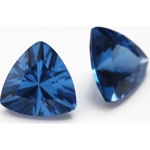 50PCS 3x3~12x12mm Trillion Shape Loose stone Blue Color Synthetic stone For Jewelry DIY Gems Stone 109