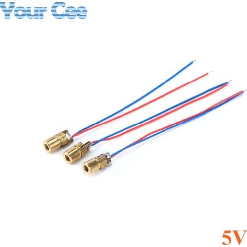 50pcs 650nm 6mm DC 5V 5mW Laser Dot Diode Module Red Copper Head