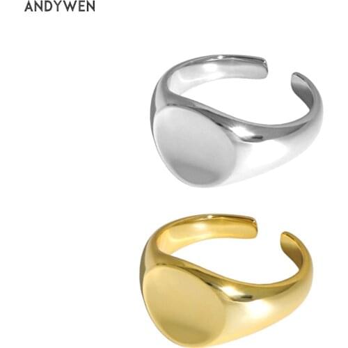 ANDYWEN 925 Sterling Silver 2020 Round Classic Fashion Adjustable Simple Thick Jewelry Wedding Party RocK Punk Jewels