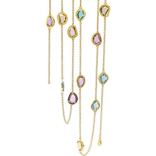 2020 new fashion color crystal sweater chain new high-end long necklace statement jewelry for women