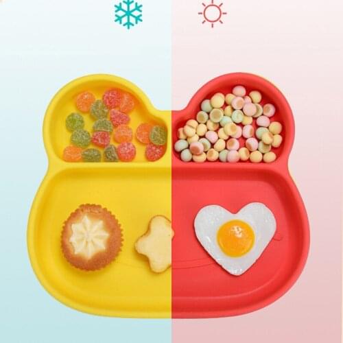 Baby Cartoon Rabbit Silicone Dishes Plate Solid Food Sucker Self Feeding for Kid Children Creative Fall Resistant Tableware Gift