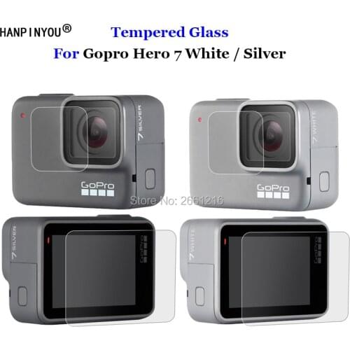 For GoPro Hero 7 Silver / White 9H 2.5D Camera Lens / LCD Screen Premium Tempered Glass Protector Film