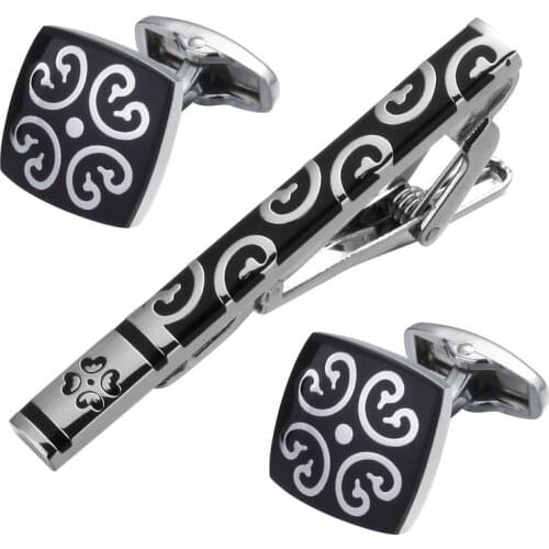 KC Luxury Men Plating Metal Necktie Tie Bar Clasp Tie Clip with Rhinestone Fashion Simple Gift Cuff Links for Wedding