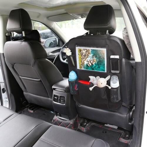 Multifunctional Car Back Seat Storage Organizer Foldable Car Seat Protector with Transparent Tablet Holder for Baby Kids Toddler