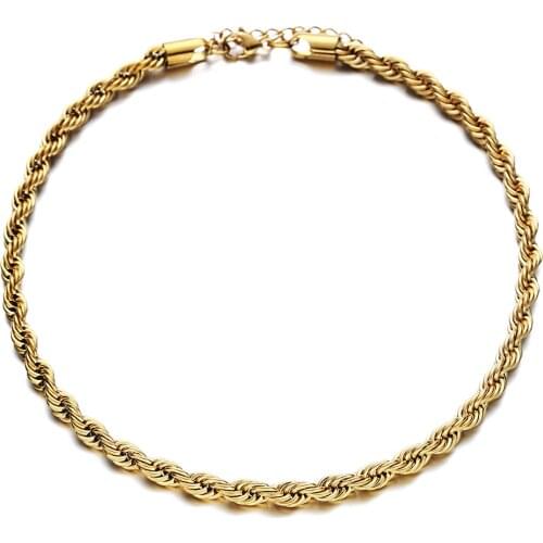 Stainless Steel Multi-layer Twist Rope Chain Necklace For Women Men Hip-hop Gothic Punk Paper Clip Chain Choker Hip hop Jewelry