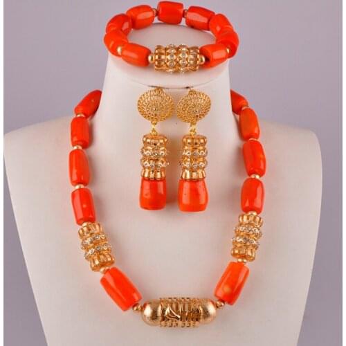 Fashionable african coral necklace jewelry set nigerian wedding coral beads costume jewelry set C21-35-04