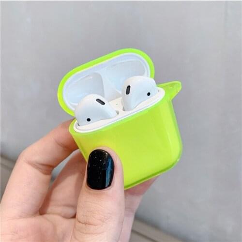 Fashion Fluorescent yellow for AirPods case Bluetooth earphone protective cover for Air Pods 2 case luxury Transparent Soft Case