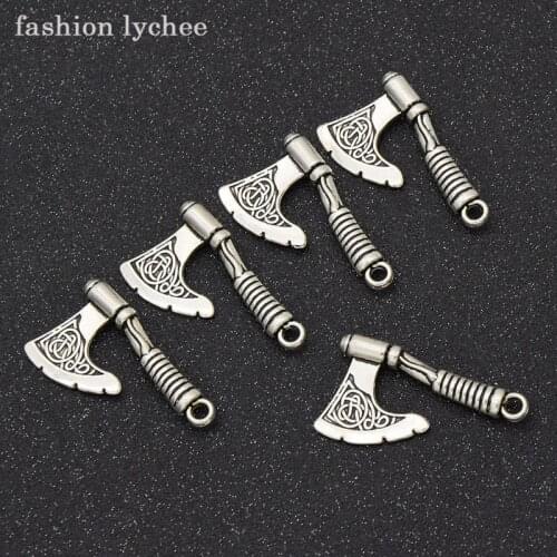 Fashion lychee 5pcs Creative Axe Tools Shape Pendant Necklace Bracelet Jewelry DIY Making Charms Accessories