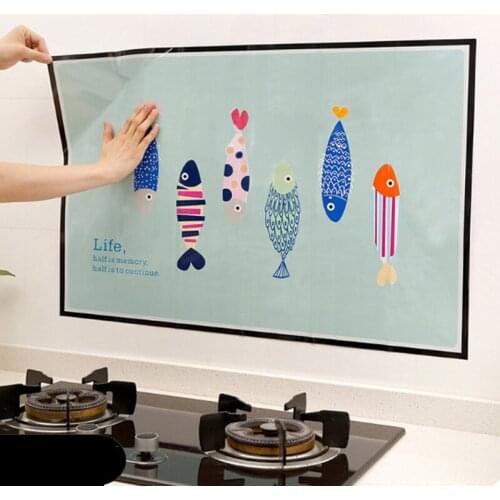 Cartoon Anti-oil pollution kitchen PET Wall Stickers For Cabinet Stove waterproof home kitchen decoration Mural Decals Wallpaper