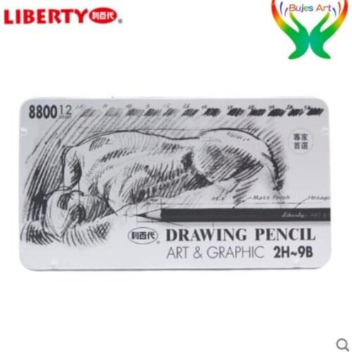 Liberty CB-8800 12H - 9B 12 pcs Sketch pencil iron box set Special pencil for examination drawing pen complete set of pencils