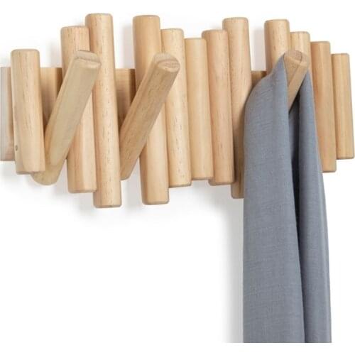 Minimalist Solid Wood Wall Hanging Foldable Decoration Five-hook Row Hook Coat Hook Hanger Coat Rack Keys Holder Wall Home