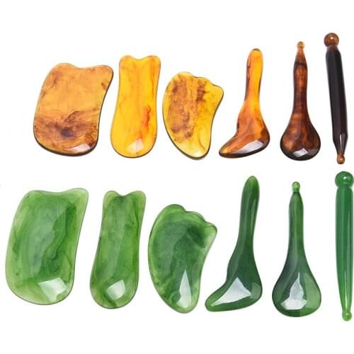 Natural Resin Amber SPA Massage Scraping for Face Neck Beeswax Guasha Scraper Massager Scrape Therapy Acupoint Acupressure