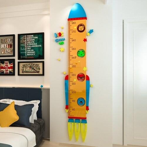 New arrival Rocket height Stickers For Kids Room Acrylic Wall sticker Kindergarten Cartoon DIY Wall decoration Home decor