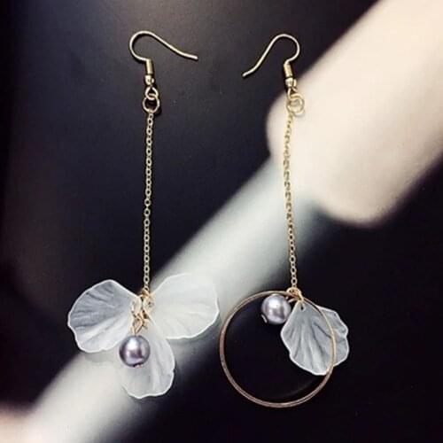 New Arrival Temperament Fashion Long Earrings Wild Flower Tassel Asymmetric Earrings Wholesale Jewelry
