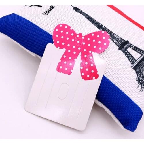 Lovely 5x8cm Hot Pink Bow Head Hair Hoop Display Paper Cards Chinese 100pcs/lot Handmade DIY Hairpin Packaging Cheap Price Tags