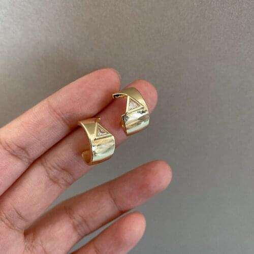 PERMIH Korean Geometry Metal Gold Earrings For Women Metal Fashion Statement Earrings Glossy Arc Female Retro Earrings 2021 New