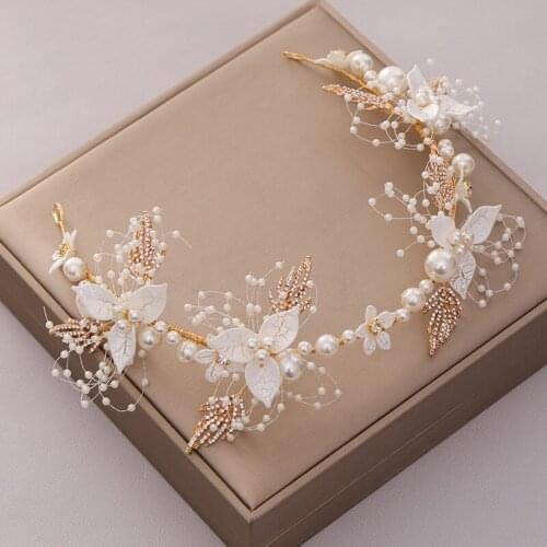 Bridal Wedding Romantic Pearl Flower Hairband Headdress Handmade Hair Hoop Beach Travel Party Luxury Hair Band Hair Accessories